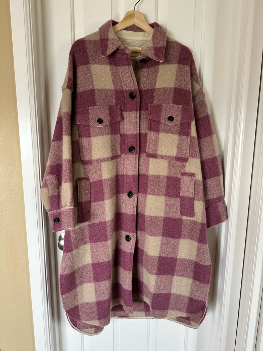 Isabel Marant Etoile Pink & Cream Plaid Coat